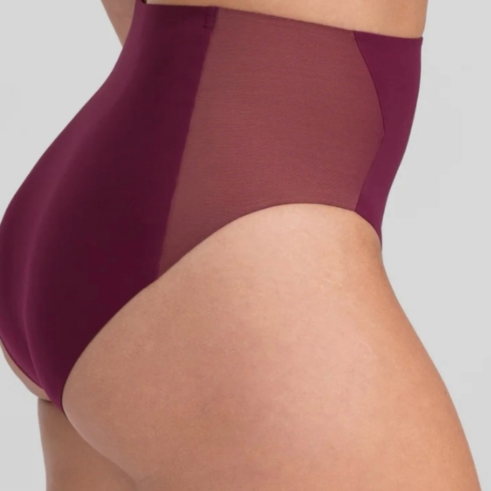 NIB Honeylove crossover brief Elegant High-Waist Burgundy/Fig Panties size small - Picture 2 of 4